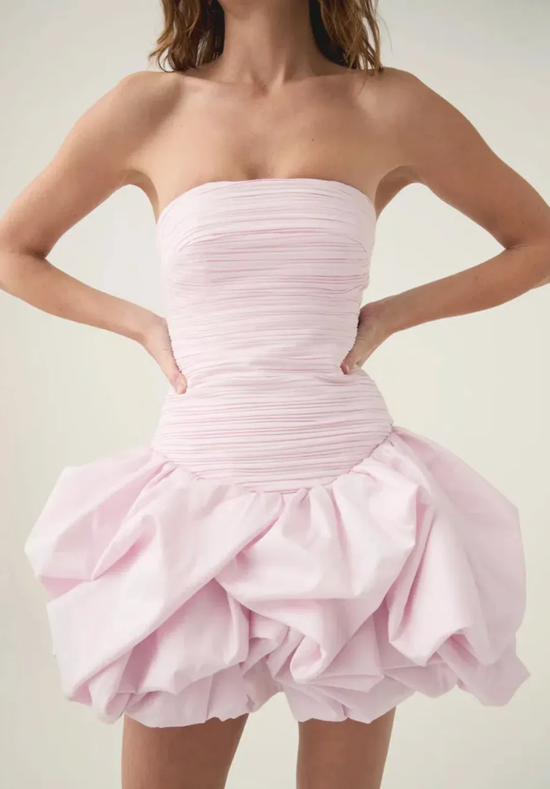 Aje Violette Bubble Hem Mini Dress Baby Pink  Size 6 for rent on The Volte - main image