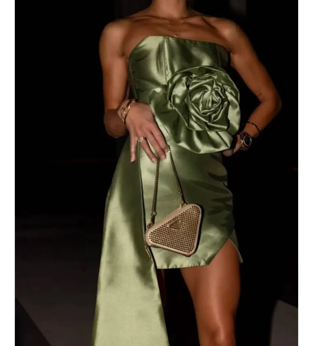 Jafrie By R Nebula Mini Dress Moss Green Size AU 6  for rent on The Volte - main image