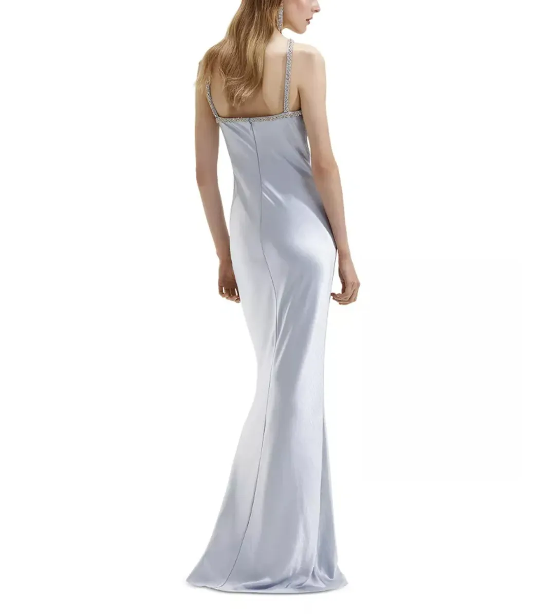 Self-Portrait Satin Diamante Halter Gown in Blue Size AU 8 for rent on The Volte - main image