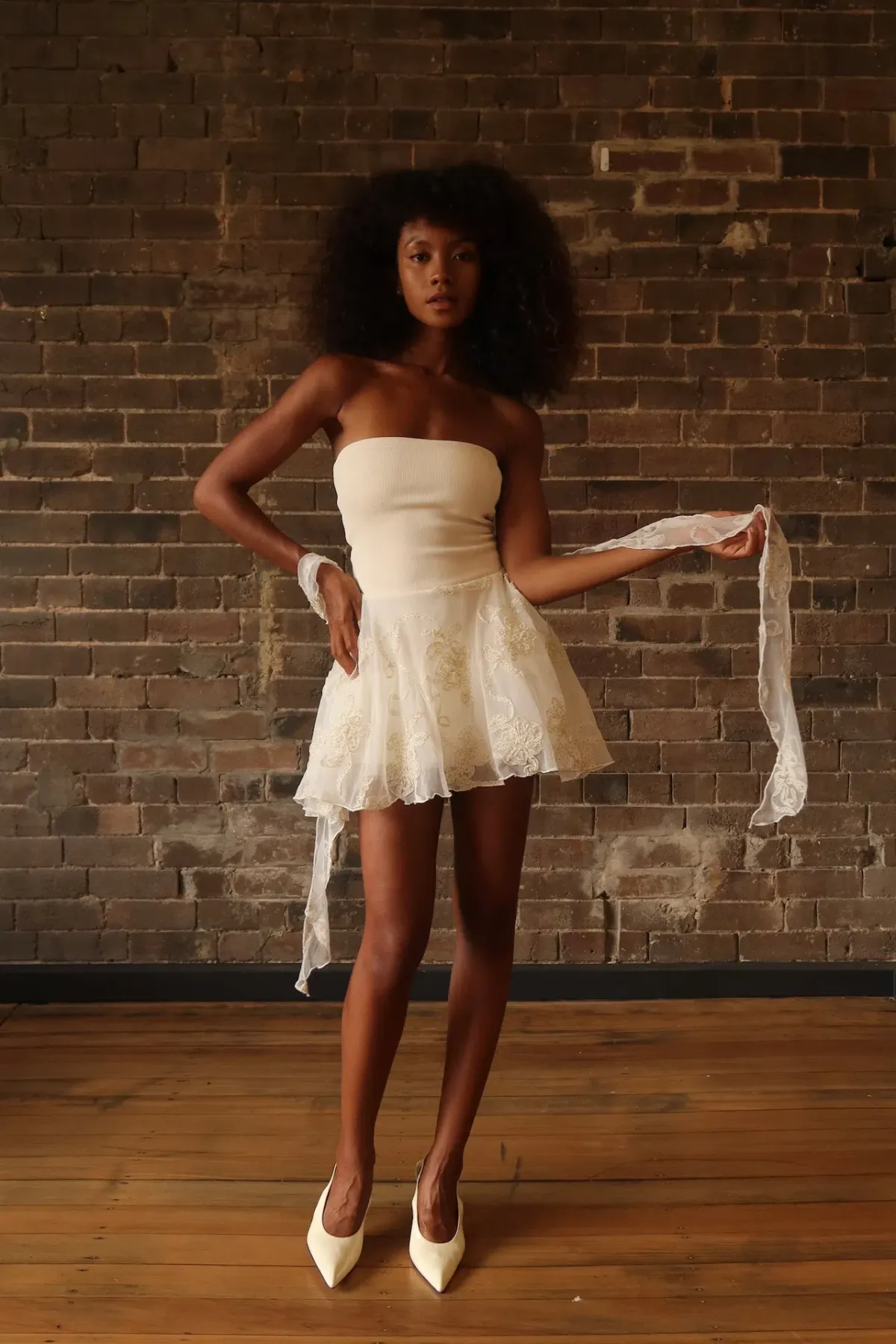 23rd & Madison Nina Mini Dress Ivory Size S / AU 8 for rent on The Volte - main image