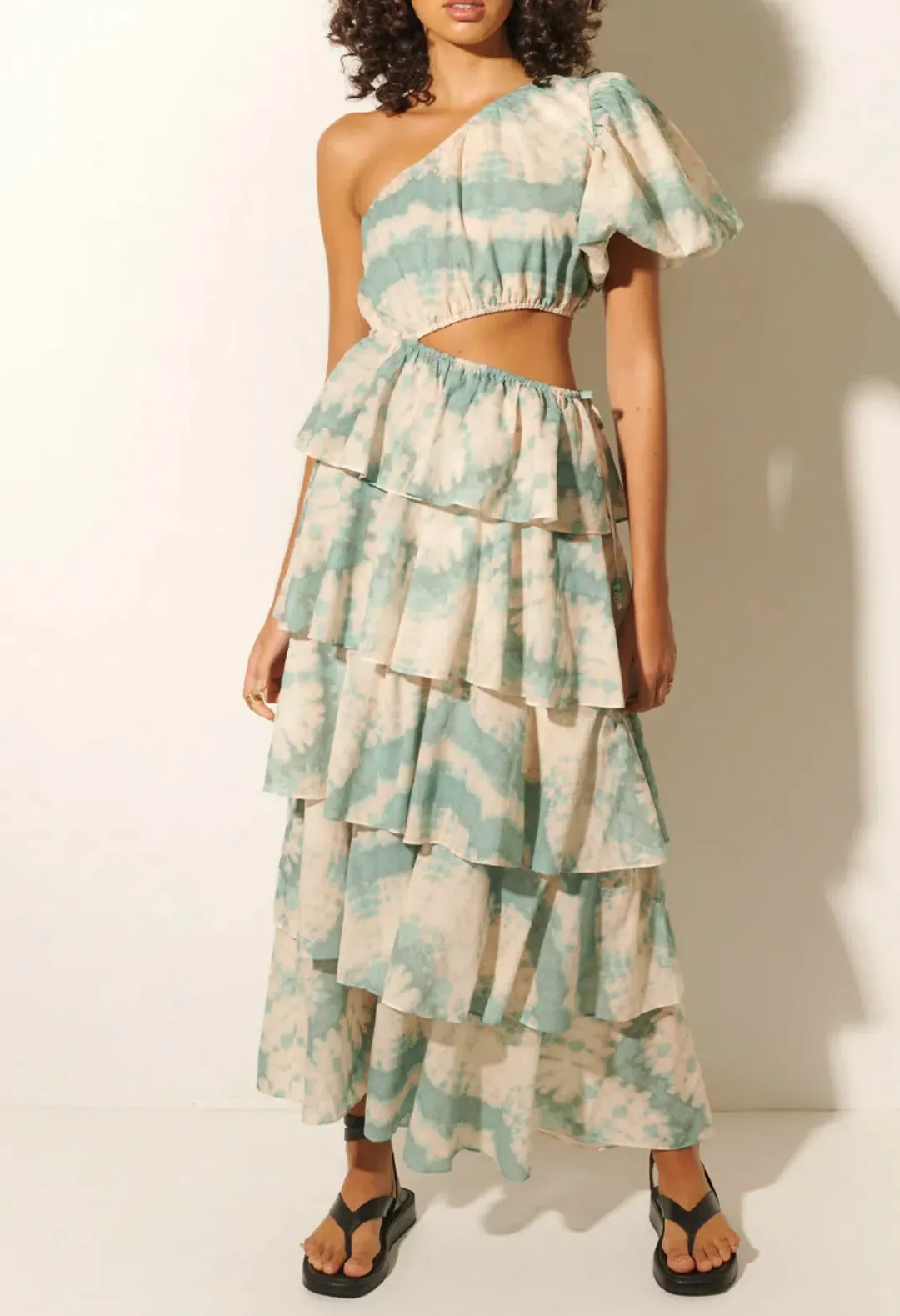 Kivari Mirage One Shoulder Maxi Dress Tie Dye Size 8  for rent on The Volte - main image