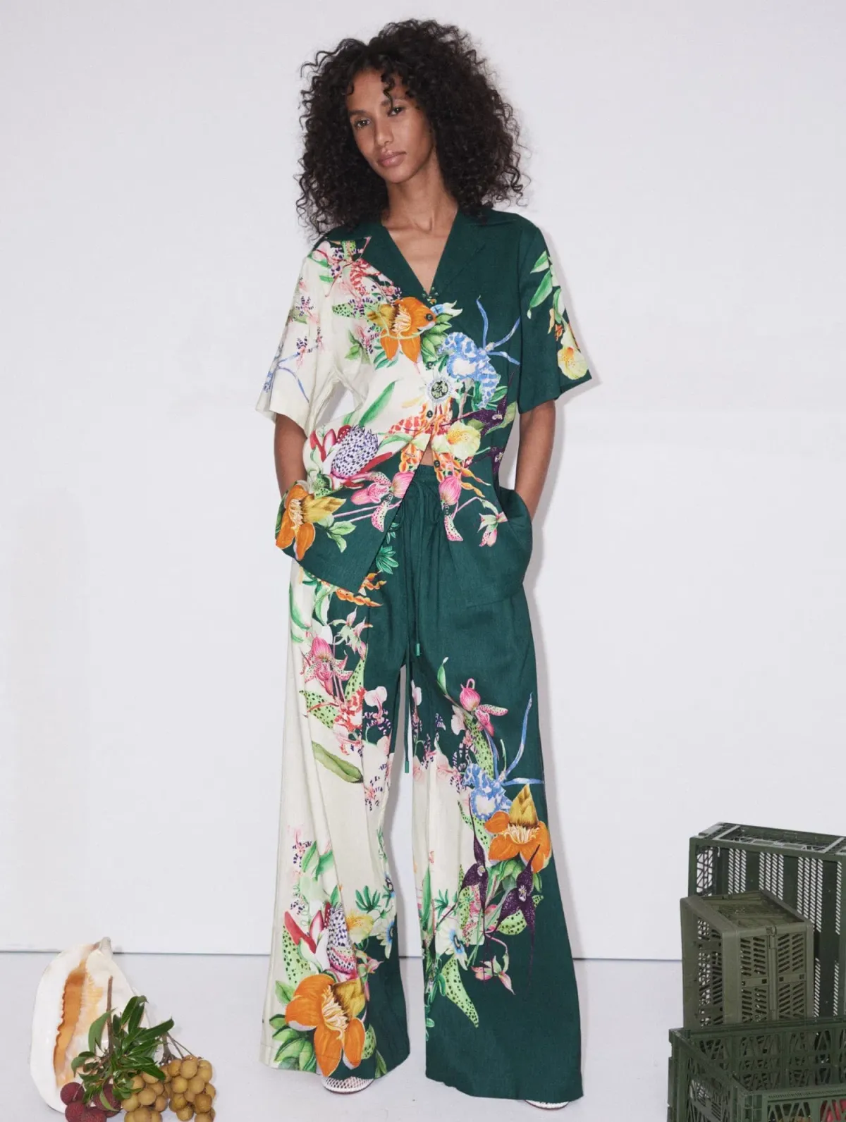 Alemais Aggie Shirt and Pants Set Floral Size 6 for rent on The Volte - main image