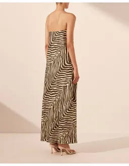Shona Joy Sana Zebra Silk Strapless Bias Maxi Dress Bone/Chocolate Size 10 for rent on The Volte - image 3
