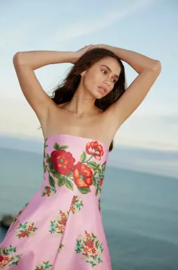 Aston Studio Audrey Dress in Salmon Bouquet Size 10  for rent on The Volte - image 2