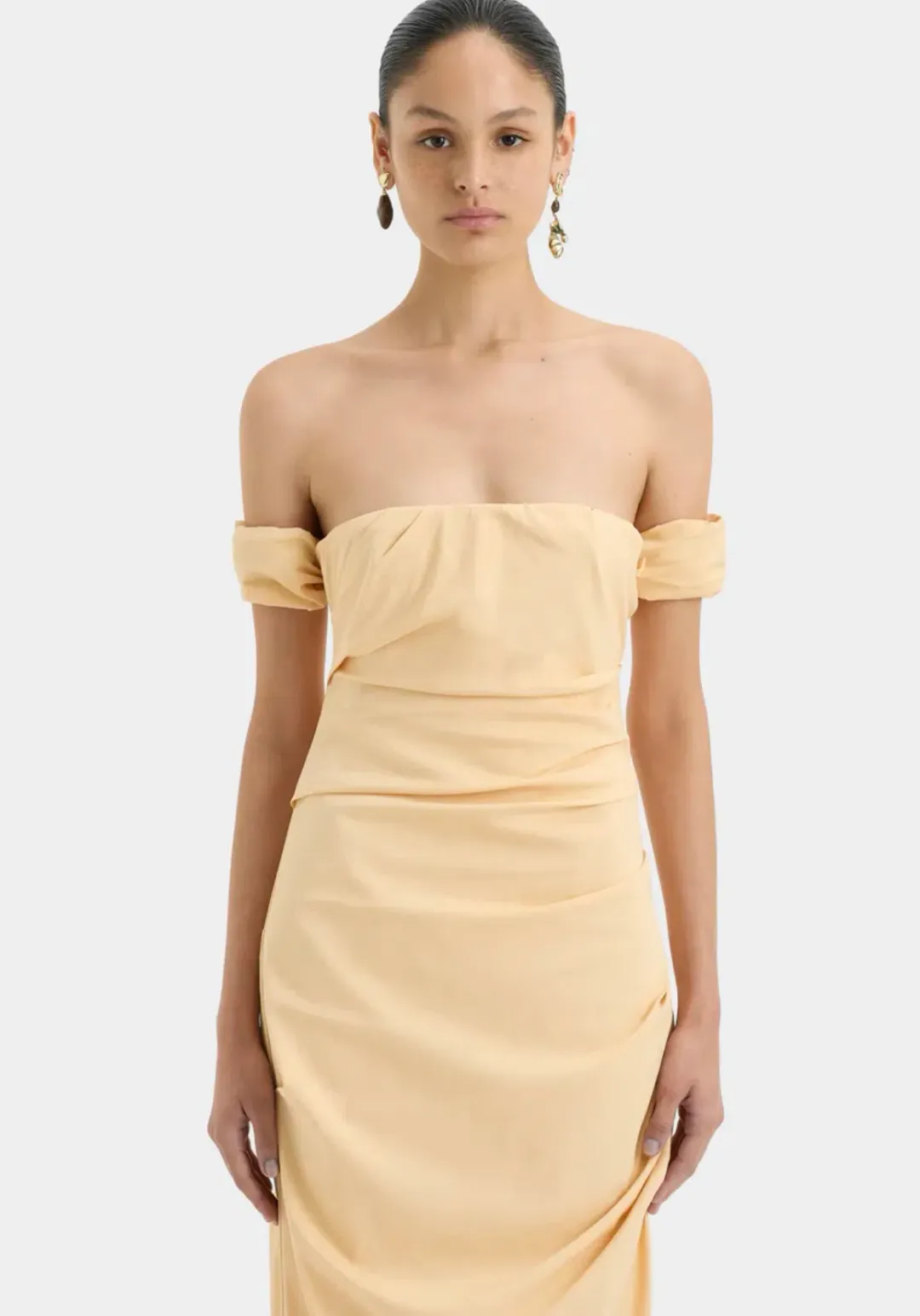 Sir the Label Carmen Draped Gown Light Peach Size 6 for rent on The Volte - main image