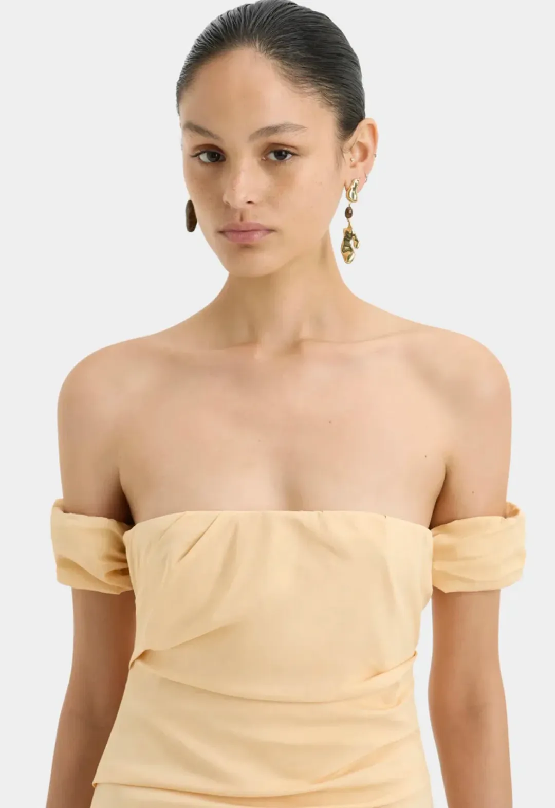 Sir the Label Carmen Draped Gown Light Peach Size 6 for rent on The Volte - main image