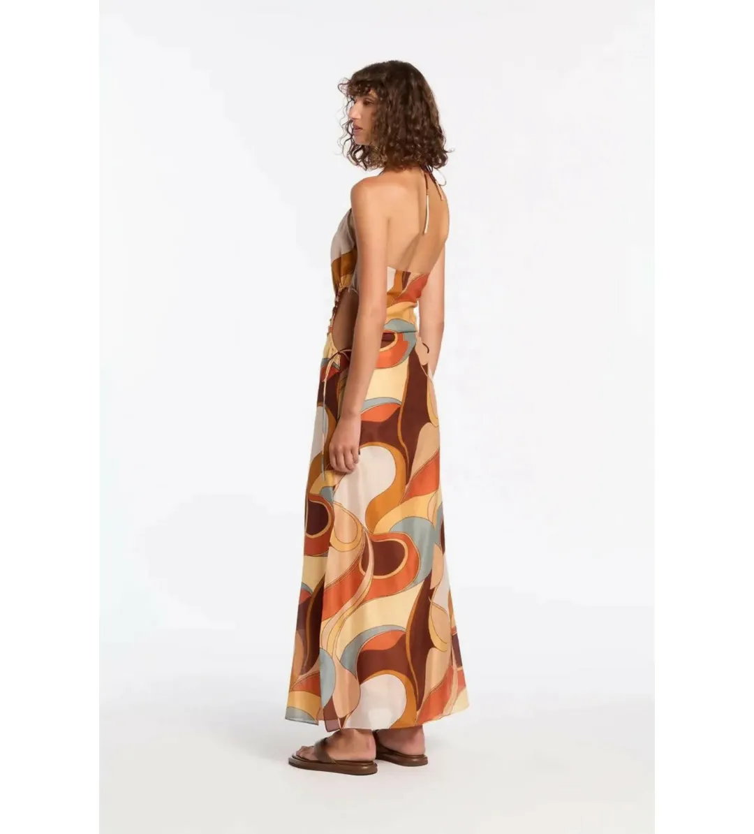 Sir the Label Vista Halter Midi Dress in Vista Print Size 10 for rent on The Volte - main image