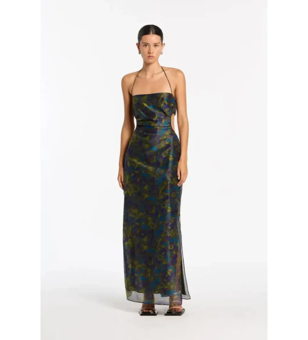 Sir The Label Valerio Tie Halter Midi Dress in Jardin Floral Size 8  for rent on The Volte - main image