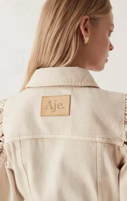 Aje Effie Braided Denim Mini Dress Beige Size 14 for rent on The Volte - image 4