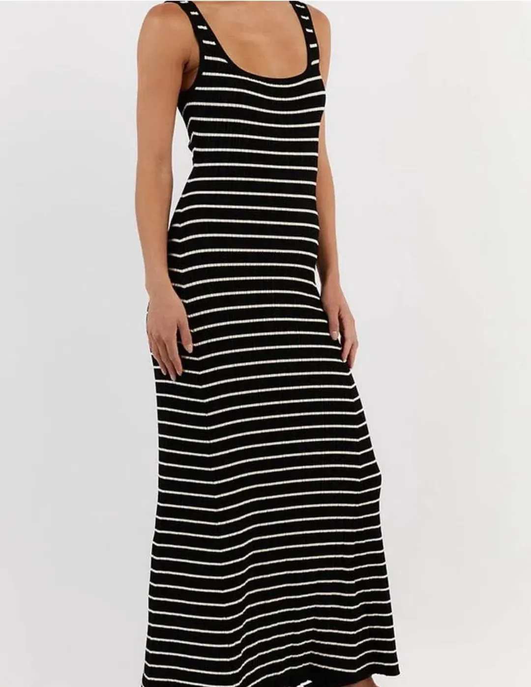 Dissh Billie Black Stripe Midi Dress for rent on The Volte - main image