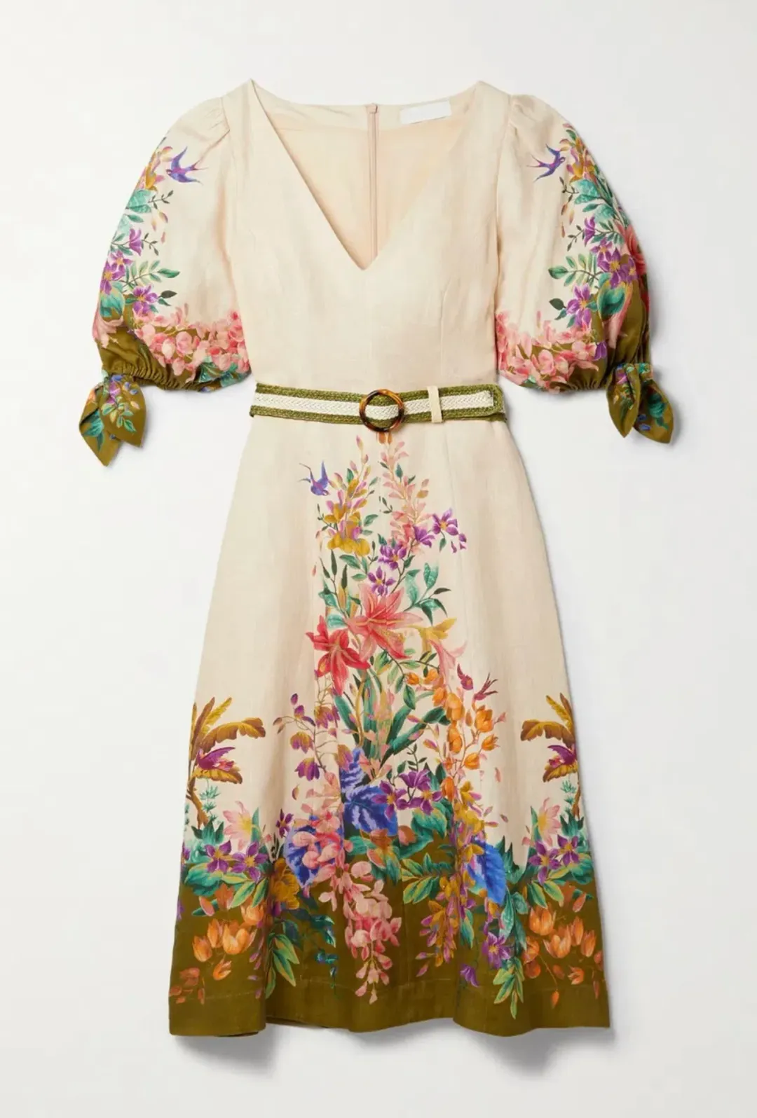 Zimmermann Tropicana Belted Floral-Print Linen Dress for rent on The Volte - main image