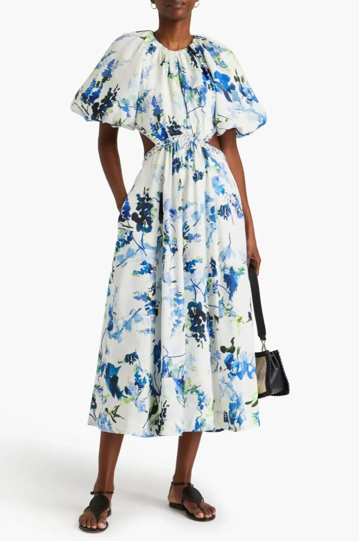 Aje Capucine Floral Print Linen Blend Midi Dress, Size XXS. for rent on The Volte - main image
