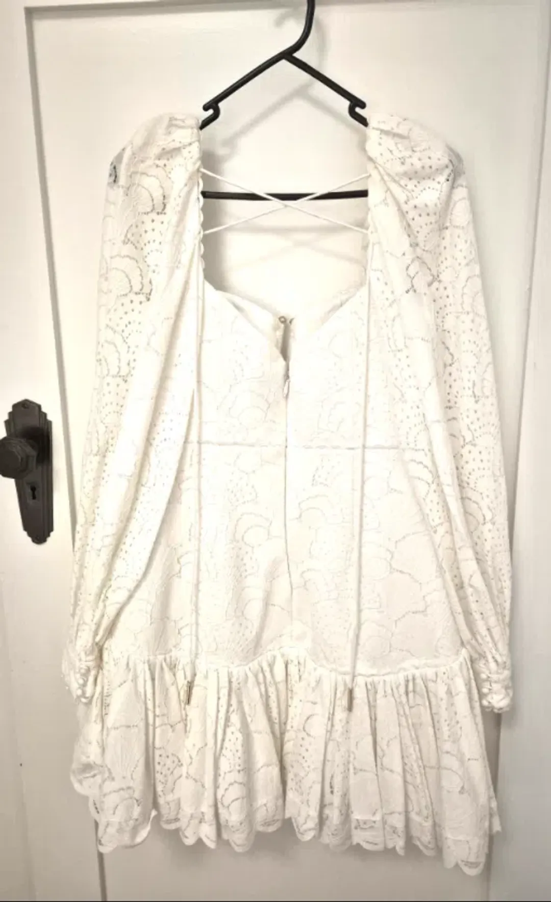 Acler White Mini Dress with Lace Detailing for rent on The Volte - main image