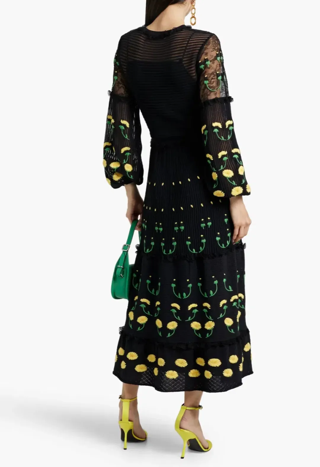 Valeninto Garavani Embroidered Lace Crochet Maxi Dress Black Size S / AU 8 for rent on The Volte - main image