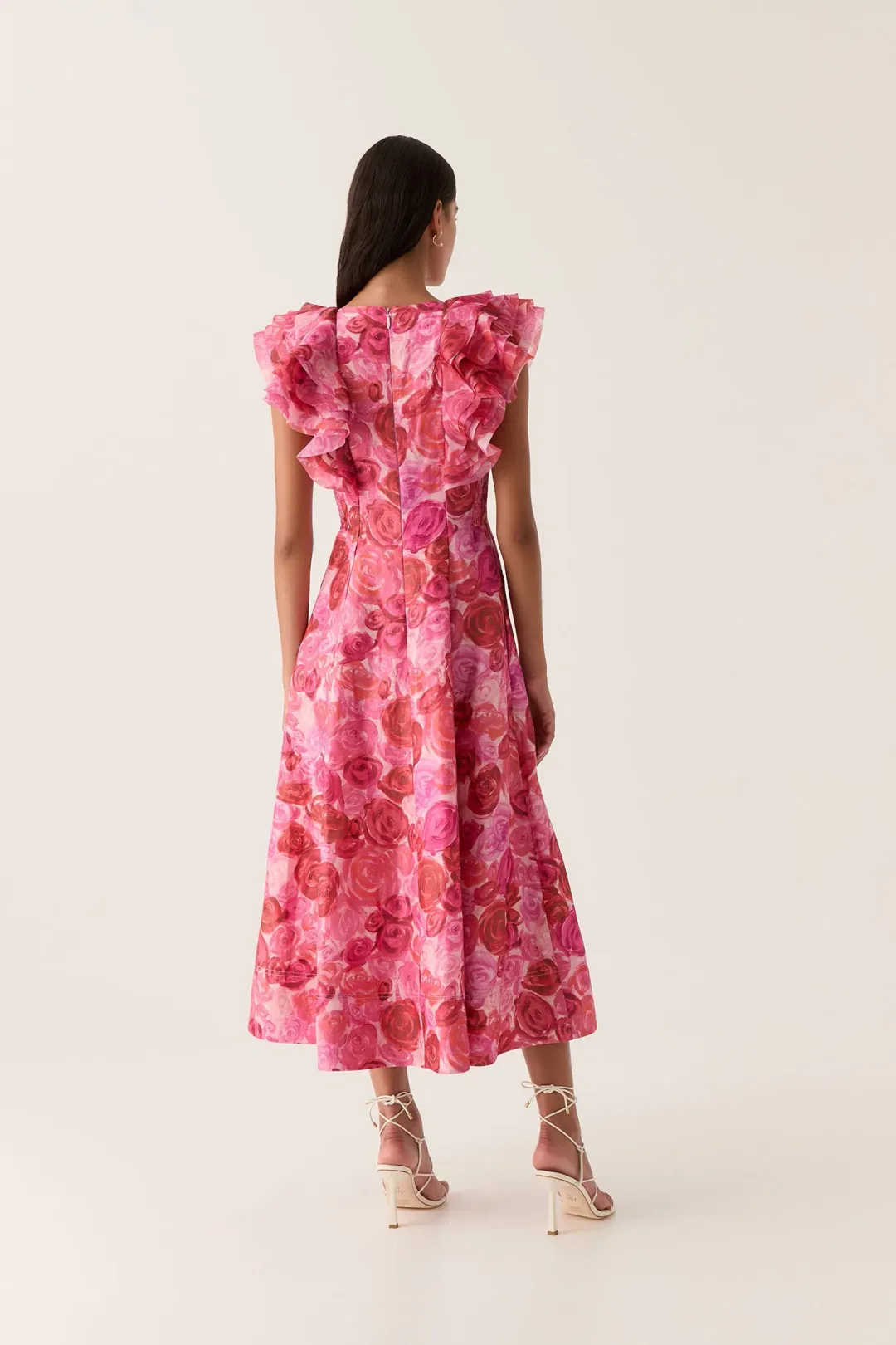 Aje Enchanted Plunge Midi Dress Misty Rose Size 16 for rent on The Volte - main image