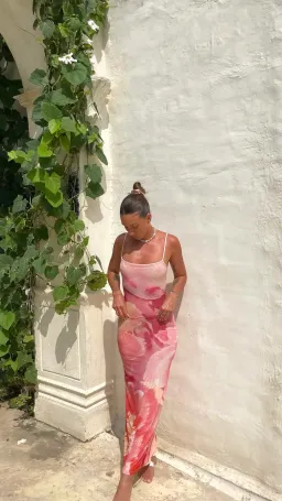 Isabelle Quinn Nora Mesh Maxi Dress Dahlia Floral Size 8 for rent on The Volte - image 3