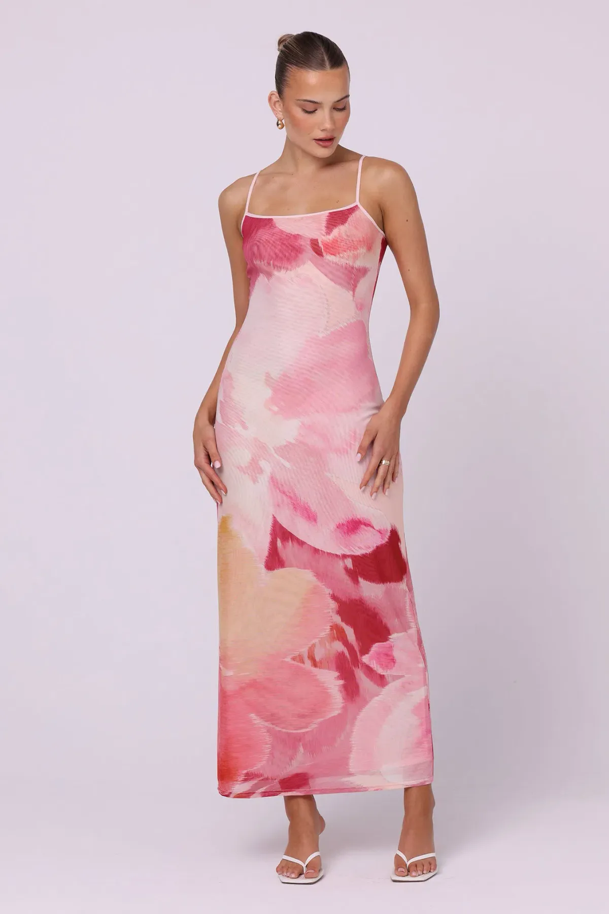 Isabelle Quinn Nora Mesh Maxi Dress Dahlia Floral Size 10 for rent on The Volte - main image