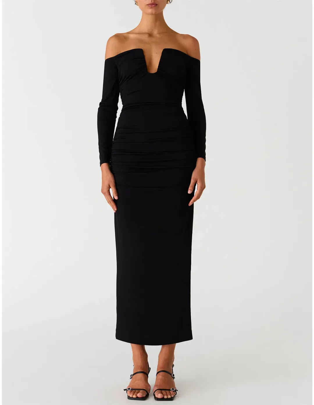 Misha Raelynn Matte Slinky Midi Dress Black Size 8/S for rent on The Volte - main image
