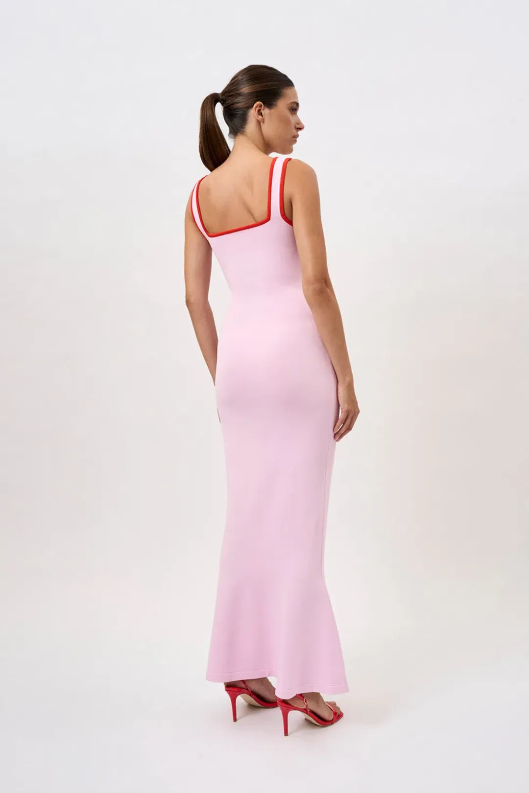By Johnny Belle Contrast Pipe Knit Dress Pink/Red Size S / AU 8 for rent on The Volte - main image