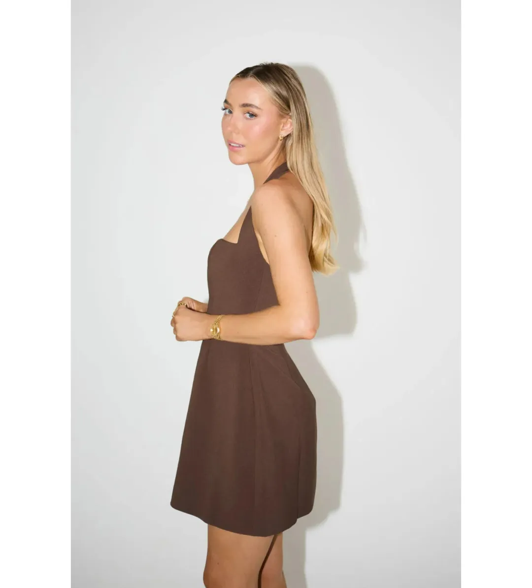 Odd Muse The Ultimate Muse Structured Mini Dress in Chocolate Size AU 12 for rent on The Volte - main image