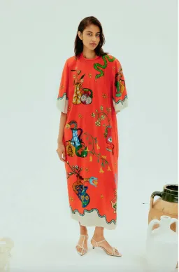 Alémais Rose Tee Midi Dress Red Size AU 16 for rent on The Volte - image 1