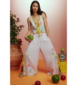 Alémais Olivia Embroidered Pant and Top Pink Size AU 16 for rent on The Volte - image 1