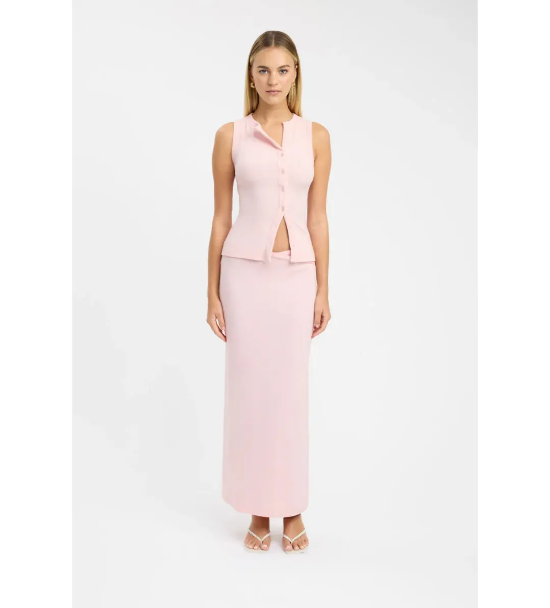 Kookai Bec Button Tank and Carter Maxi Skirt Set in Fairy Floss Size 36 / AU 8 for rent on The Volte - main image