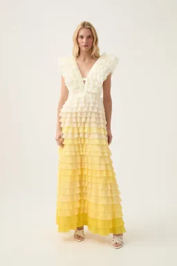 Aje Reflection Ombre Gown in Ivory/Acacia Yellow Size AU 14 for rent on The Volte - image 2
