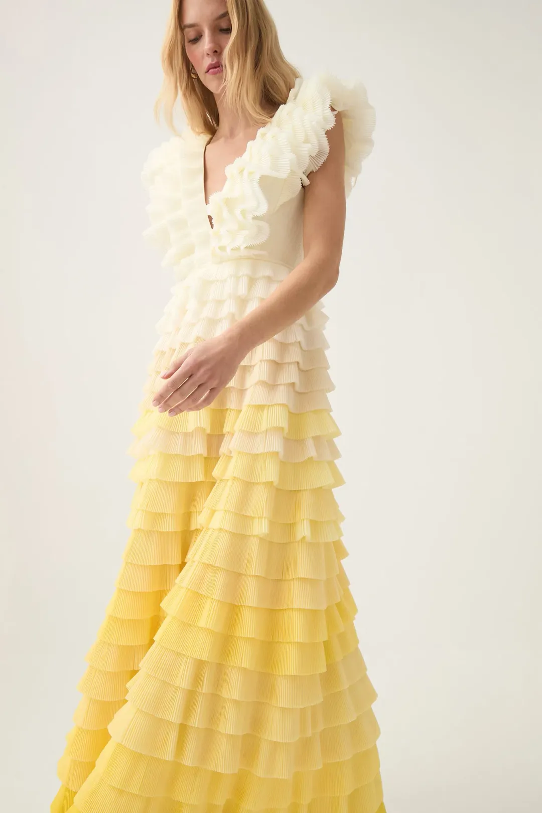 Aje Reflection Ombre Gown in Ivory/Acacia Yellow Size AU 12  for rent on The Volte - main image