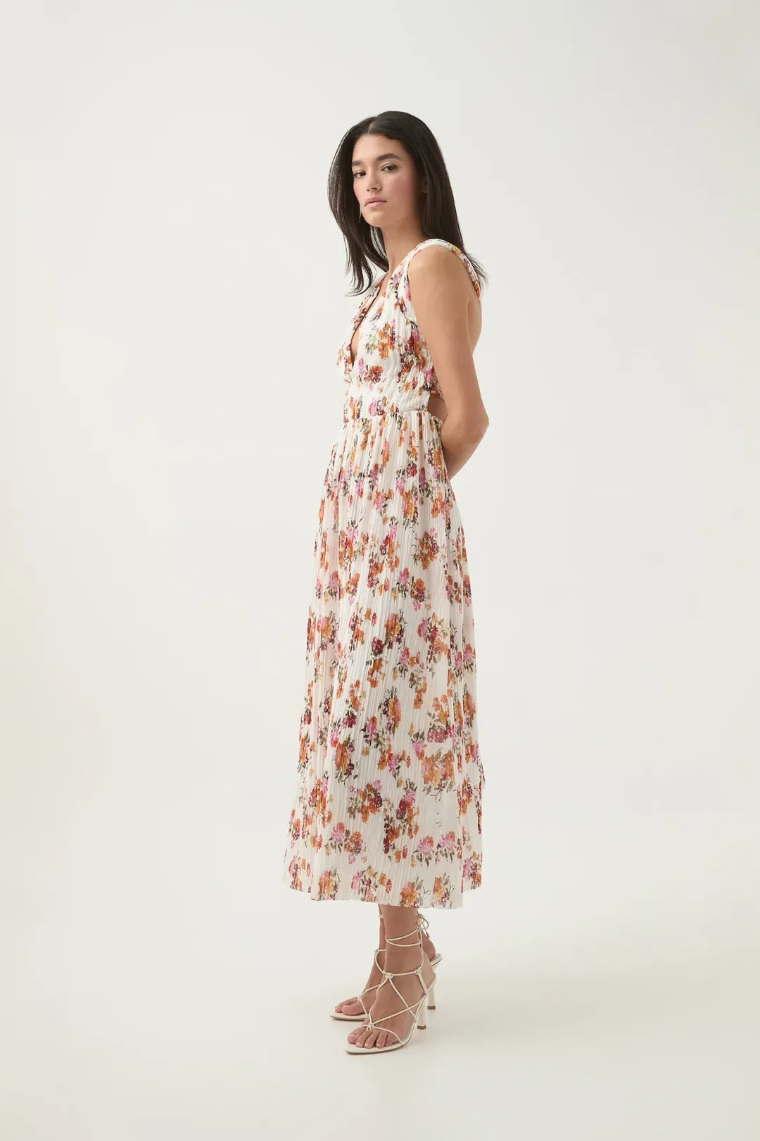 Aje Becoming Bow Back Midi Dress Flora Natura Size AU 10  for rent on The Volte - main image