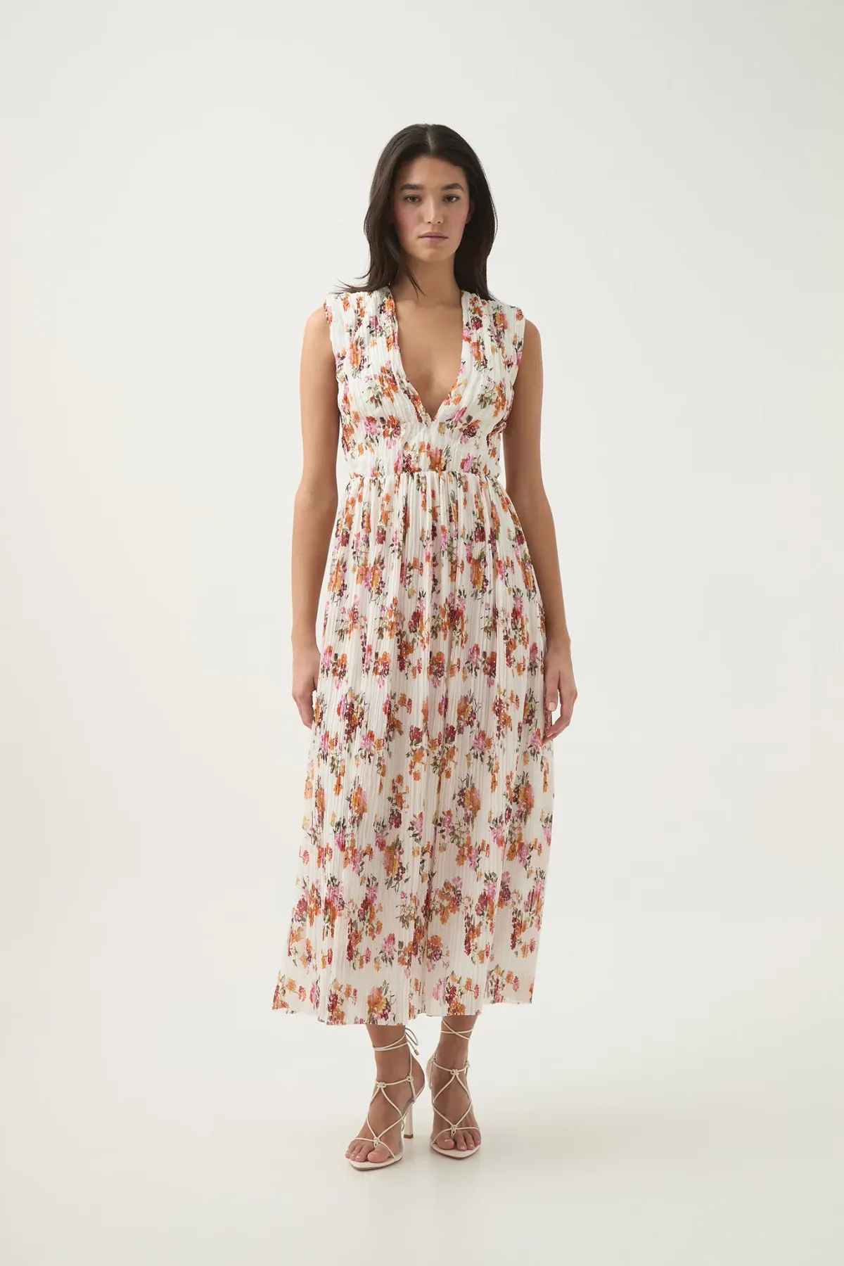 Aje Becoming Bow Back Midi Dress Flora Natura Size AU 10  for rent on The Volte - main image