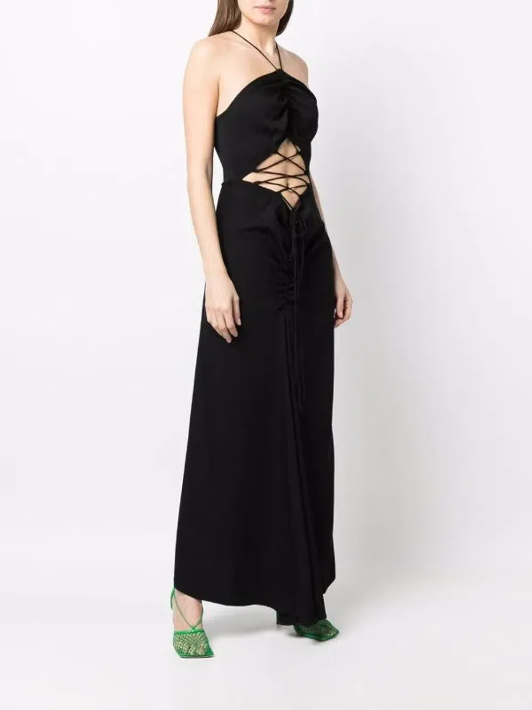 Christopher Esber Lattice Waist  Tie Dress Black Size 6 for rent on The Volte - main image