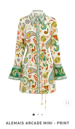 Alemais Arcade Mini Dress. Green. Size 10 for rent on The Volte - image 1