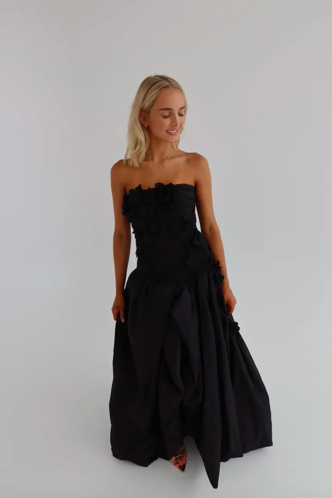 Aje Splendour Flower Gown Black Size AU 6 for rent on The Volte - main image