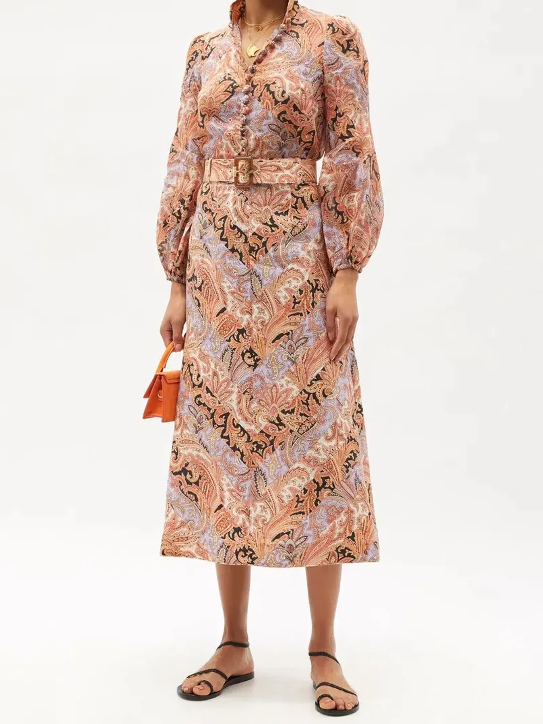 Zimmermann Botanica Chevron Midi Skirt in Chevron Paisley Size 1 AU 10 for rent on The Volte - main image