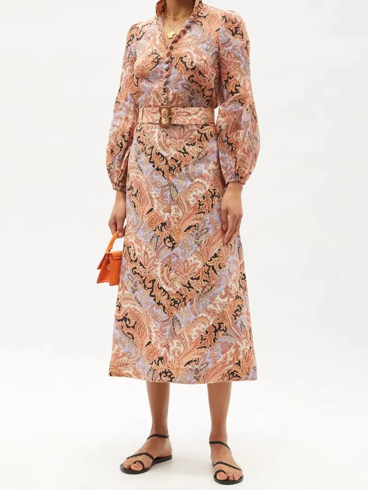 Zimmermann Botanica Chevron Midi Skirt in Chevron Paisley Size 1 AU 10 for rent on The Volte - main image