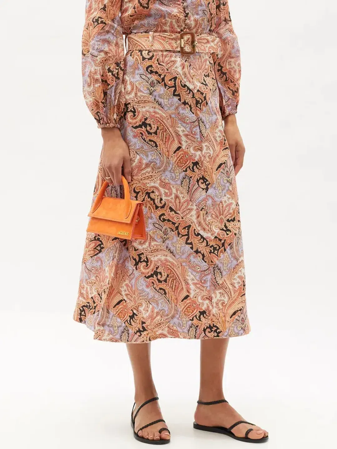 Zimmermann Botanica Chevron Midi Skirt in Chevron Paisley Size 1 AU 10 for rent on The Volte - main image