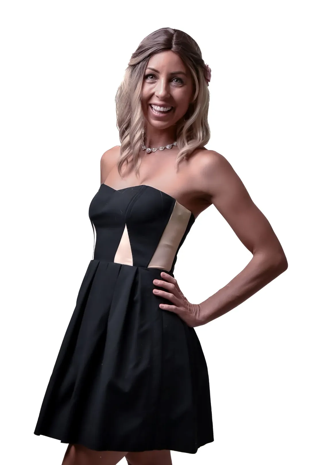 Bardot Strapless A-line Mini Dress Black/Beige Size 6 for rent on The Volte - main image