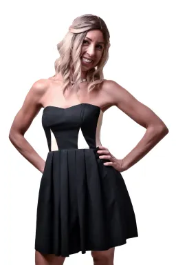 Bardot Strapless A-line Mini Dress Black/Beige Size 6 for rent on The Volte - image 4
