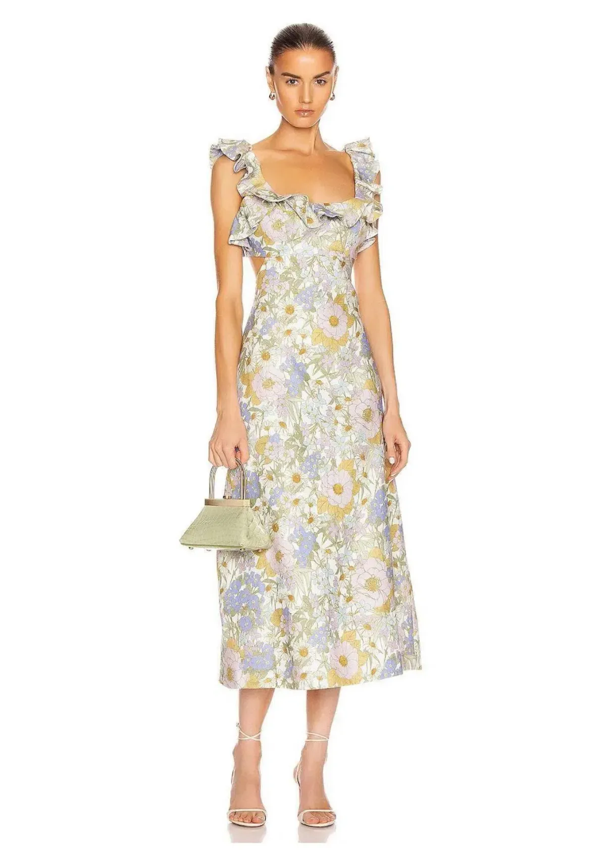Zimmermann Super Eight Frilled Midi Dress Floral Size 1 / AU 10 for rent on The Volte - main image
