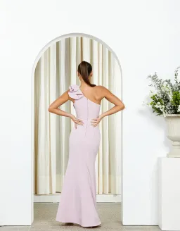 Bariano Sue Frill Shoulder Gown Lilac Size 4 for rent on The Volte - image 3