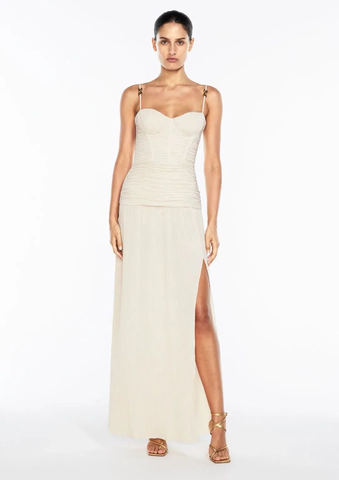 Manning Cartell Double Time Pleat Dress In Nougat Size 8 for rent on The Volte - main image