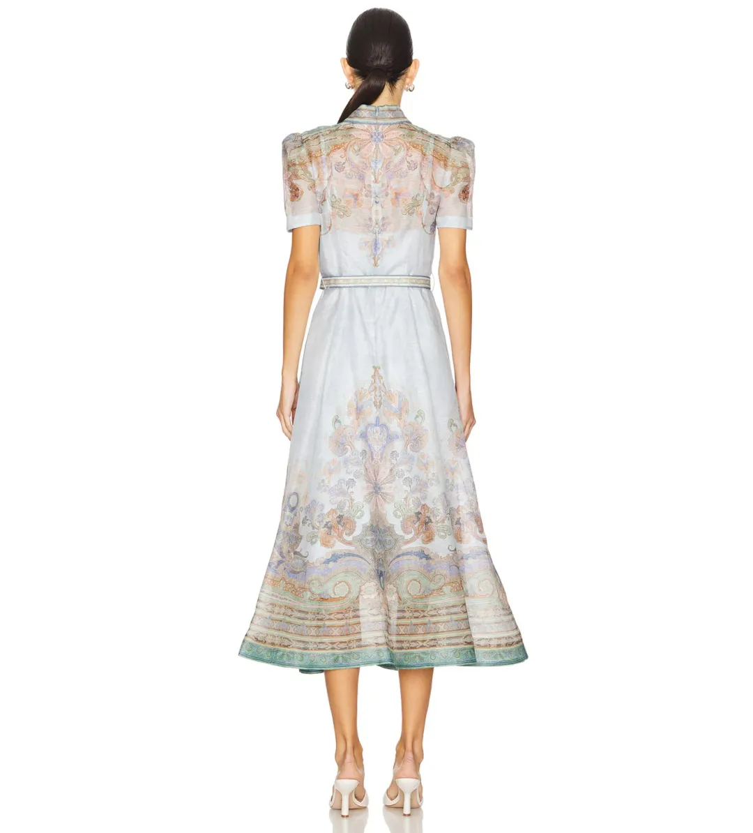 Zimmerman Eden Belted Midi Dress  in Blue Paisley Size 2 / AU 12 for rent on The Volte - main image