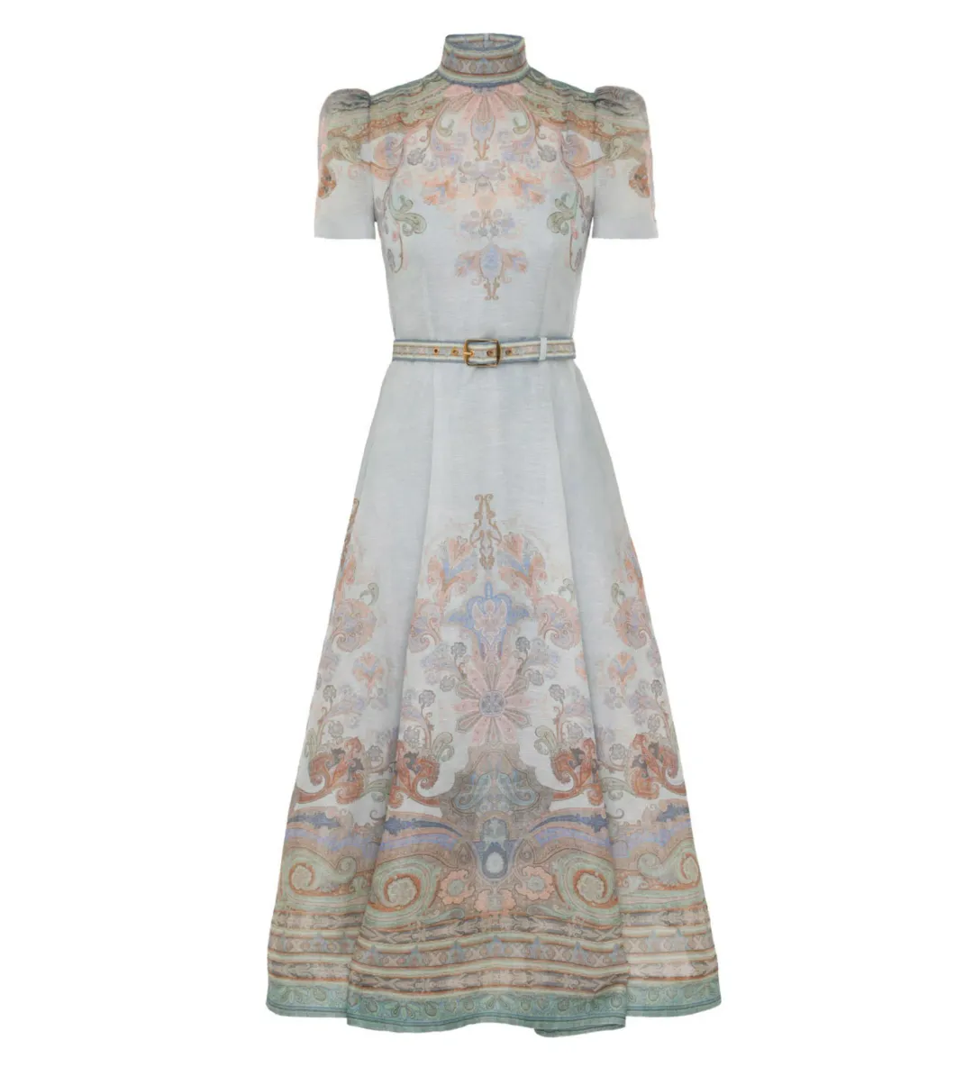 Zimmerman Eden Belted Midi Dress  in Blue Paisley Size 2 / AU 12 for rent on The Volte - main image