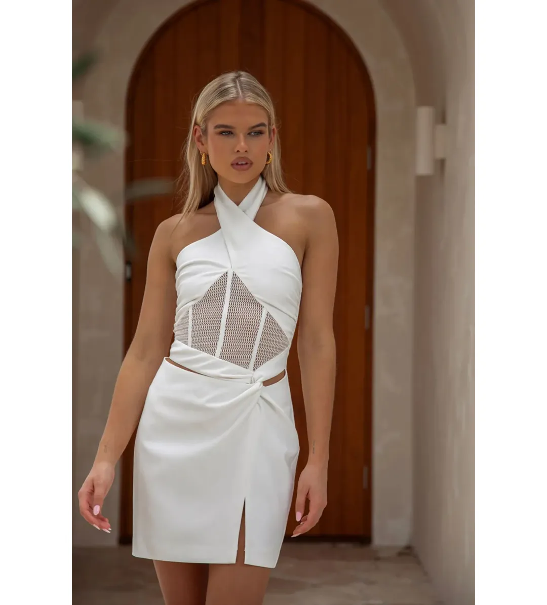 Sabo Skirt Amaris Halter Dress White Size L / AU 12 for rent on The Volte - main image