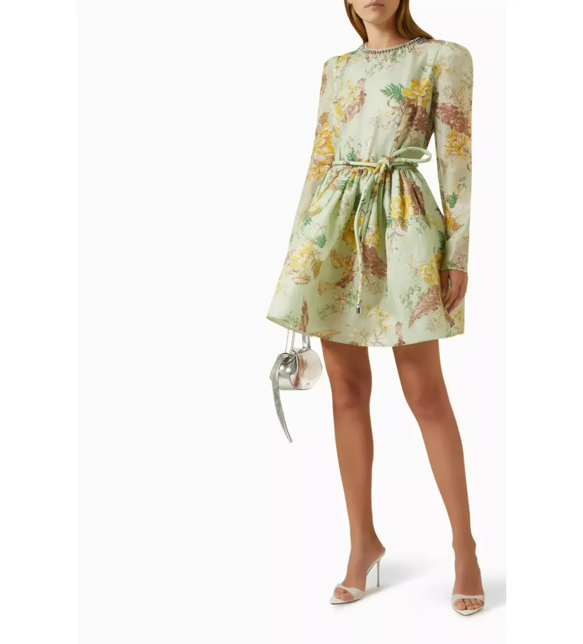 Zimmermann Matchmaker Tulip Mini Dress in Mint Tropical Floral Size 2 / AU 12 for rent on The Volte - main image