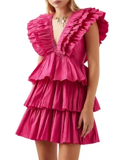 Aje Rhythmic Frilled Mini Dress Fuchsia Pink Size 6 for rent on The Volte - image 2