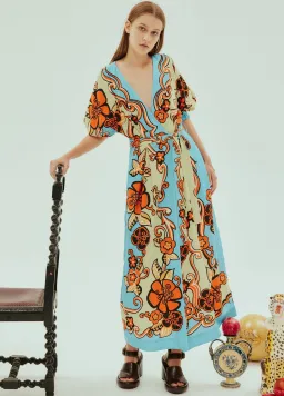 Alémais Ondine Wrap Midi Dress Multi Size 16 for rent on The Volte - image 1