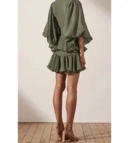 Shona Joy Charlotte Mini Dress Khaki Green Size AU 10 for rent on The Volte - image 4