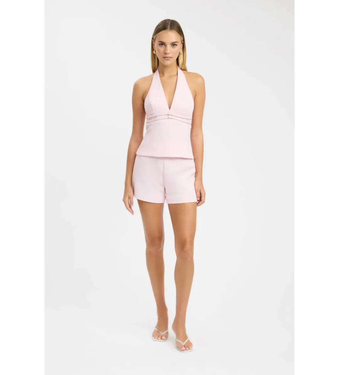 Kookai Ariel Double Belt Halter Top And Maria Maxi Skirt Set in Heavenly Pink Size AU 10 for rent on The Volte - main image